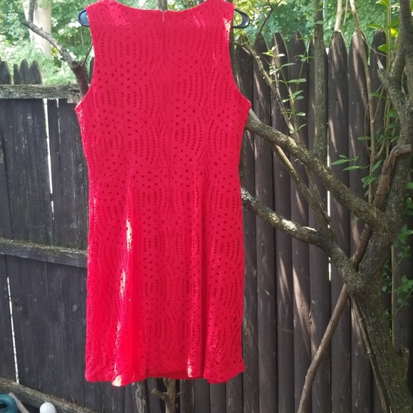 DONNA RICCO NY RED SLEEVELESS EYELET DRESS SIZE 16 - Picture 2 of 6